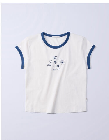 Jung Kook for Calvin Klein Icons Graphic Ringer Baby Tee 